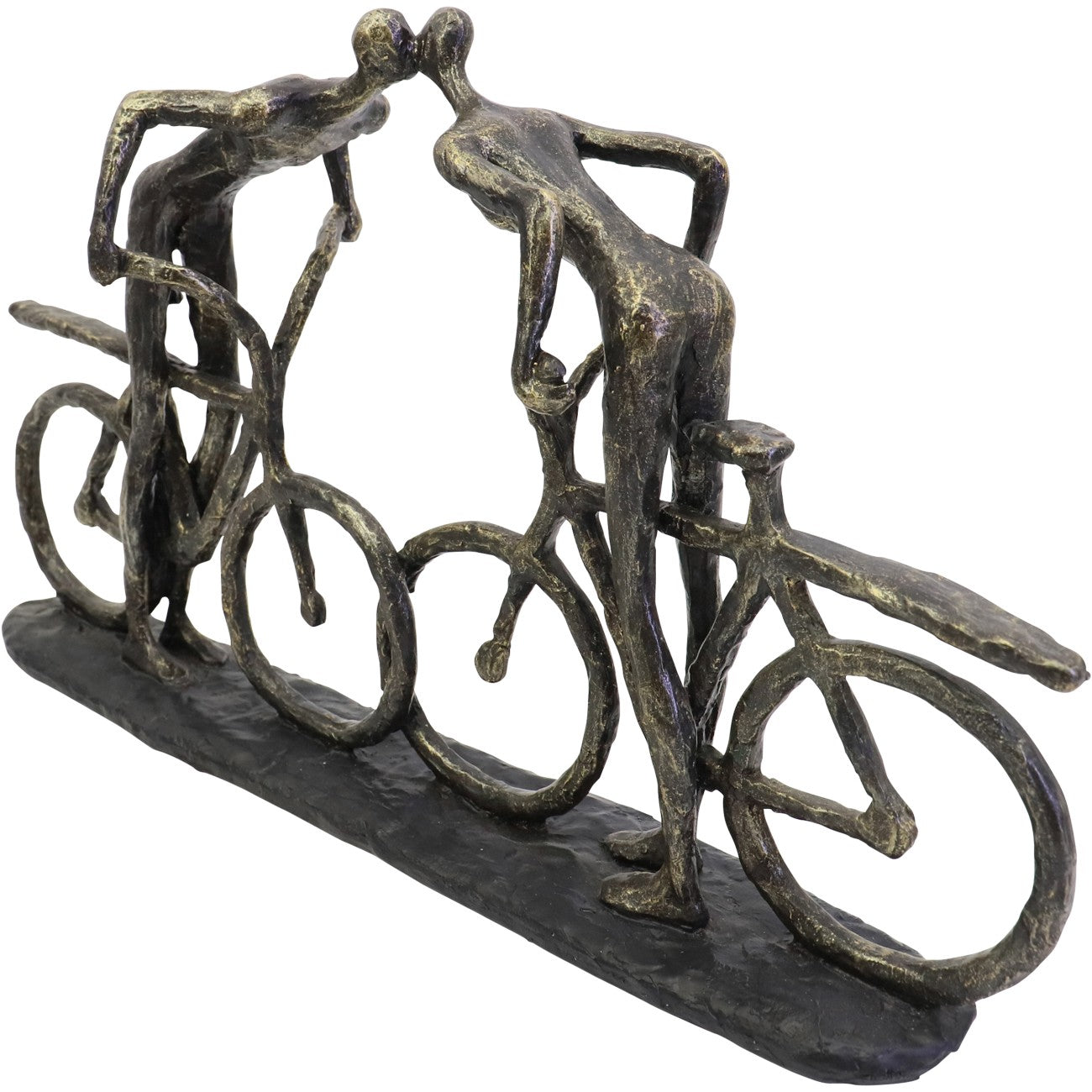 Antique Bronze Smooching Cyclist Sculpture